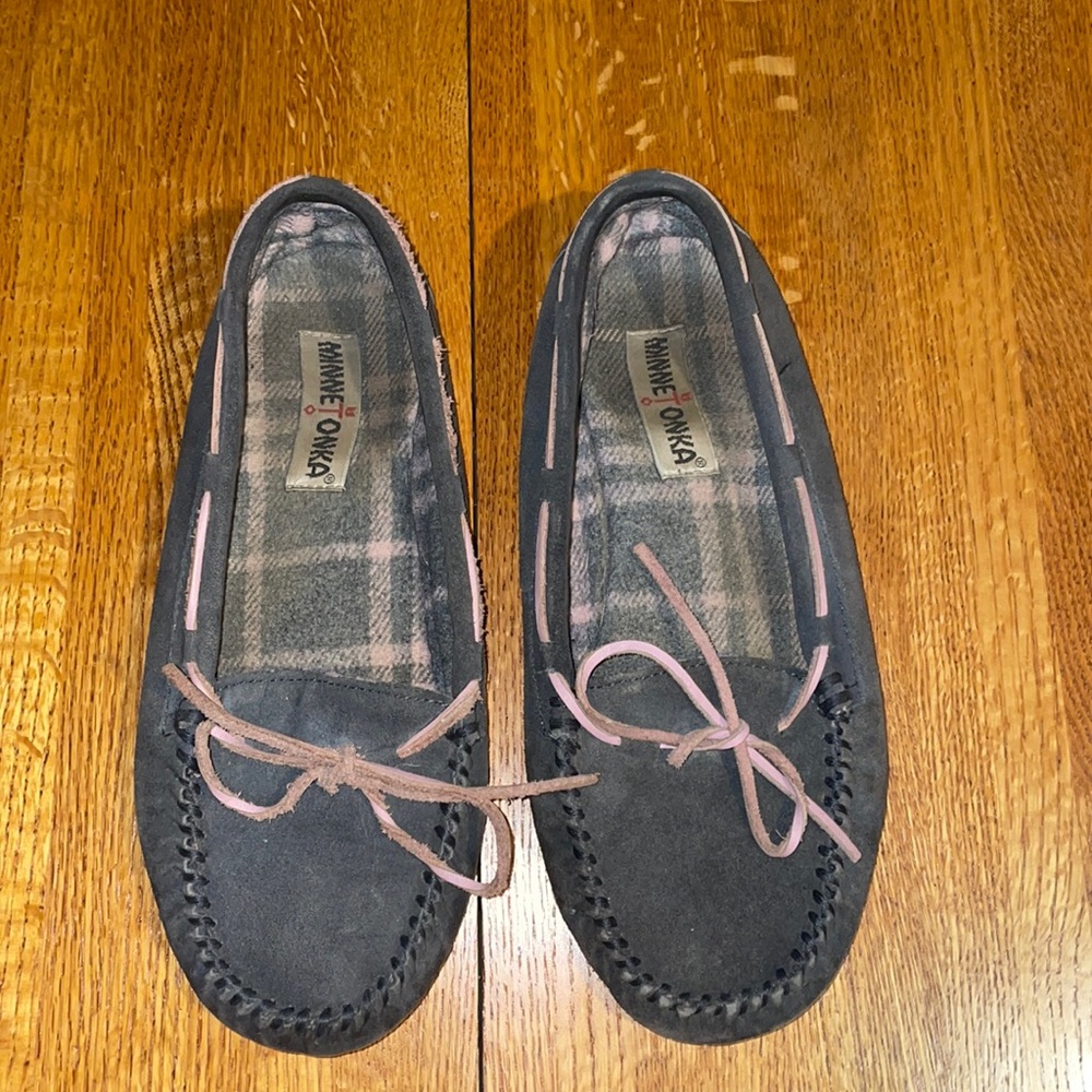 Grey moccasins size 10